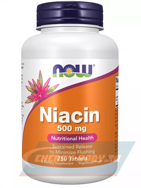  NOW FOODS Niacin 500 mg Витамин B3 250 таблеток