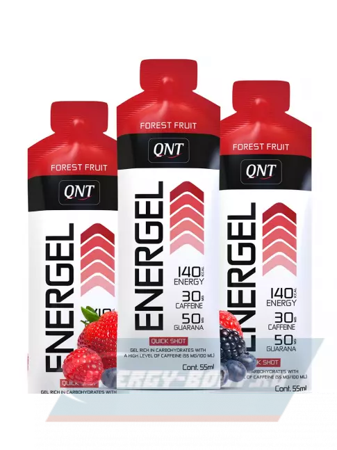 Энергетический гель QNT ENERGY GEL 30mg caffeine 3 x 55 мл, Лесные ягоды