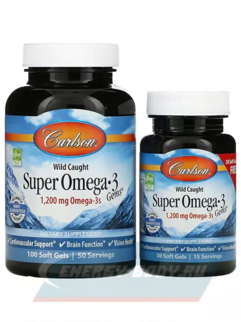 Omega 3 Carlson Labs Super Omega-3 Gems 100 + 30 капсул