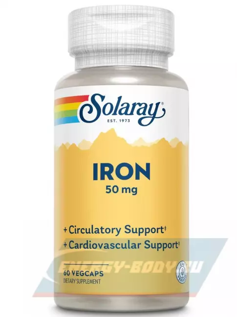 Минералы Solaray Iron 50 mg 60 веган капсул