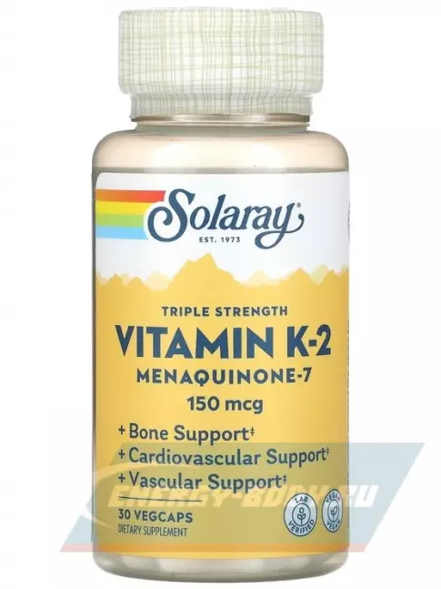  Solaray Triple Strength K-2 MK-7 30 вегетарианских капсул