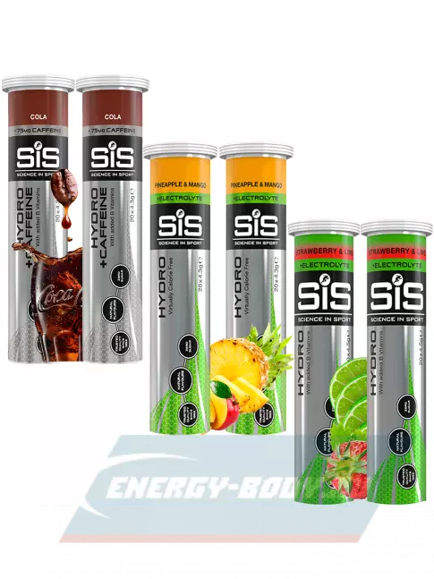  SCIENCE IN SPORT (SiS) GO Hydro Tablet 20s 6 x 20 таблеток, Кола, Ананас - Манго, Клубника - Лайм