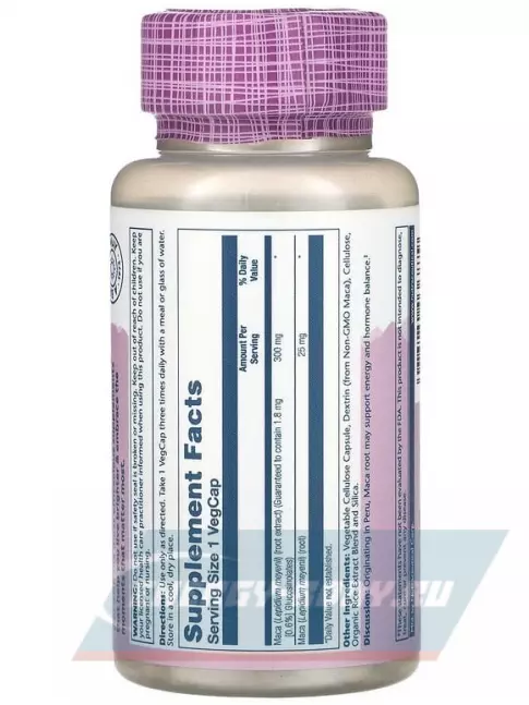  Solaray Maca Extract 300 mg 60 вегетарианских капсул