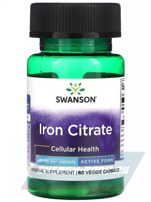 Минералы Swanson Iron Citrate 25 mg 60 вегетарианских капсул