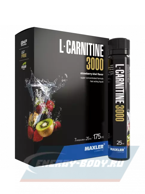 L-Карнитин MAXLER L-Carnitine 3000 7 x 25 мл, Клубника - Киви
