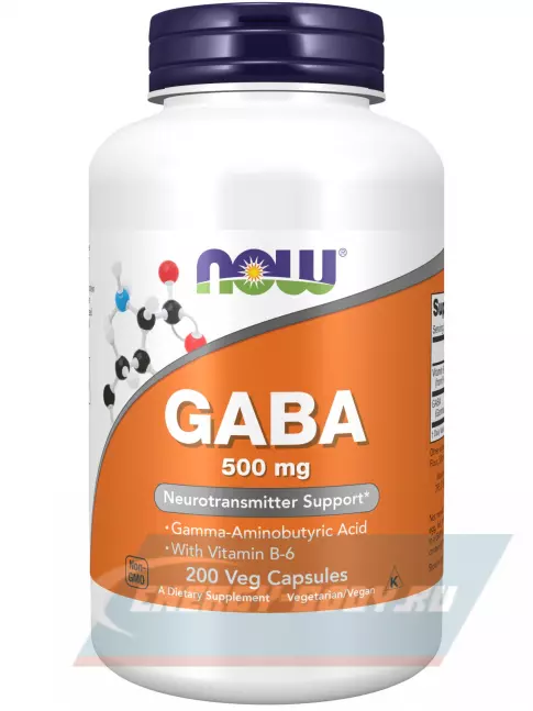  NOW FOODS GABA 500 mg with Vitamin B6 200 капсул