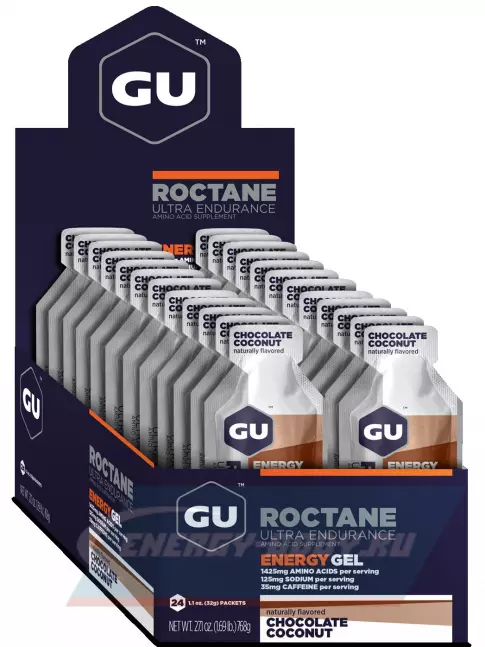 Энергетический гель GU ENERGY GU ROCTANE Energy Gel 35mg caffeine 24 x 32 г, Шоколад-Кокос