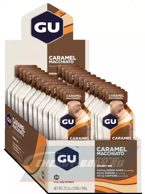 Энергетический гель GU ENERGY GU Original Energy Gel 40mg caffeine 24 x 32 г, Карамель-Макиато