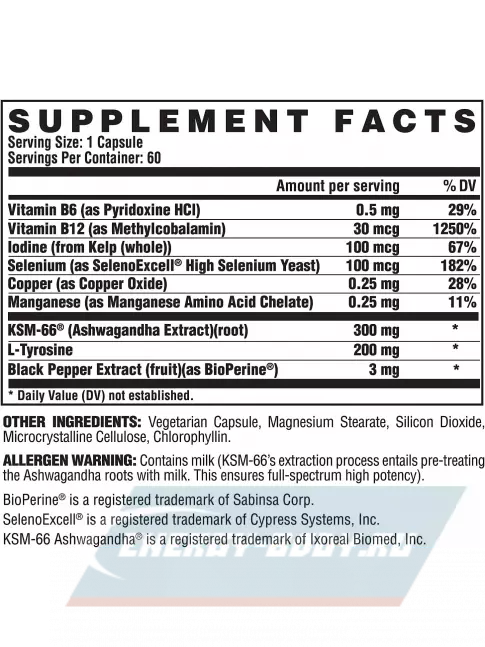  NUTREX Lipo-6 Black Thyrolean Ultra Concentrate, Thyroid & Metabolic 60 капсул