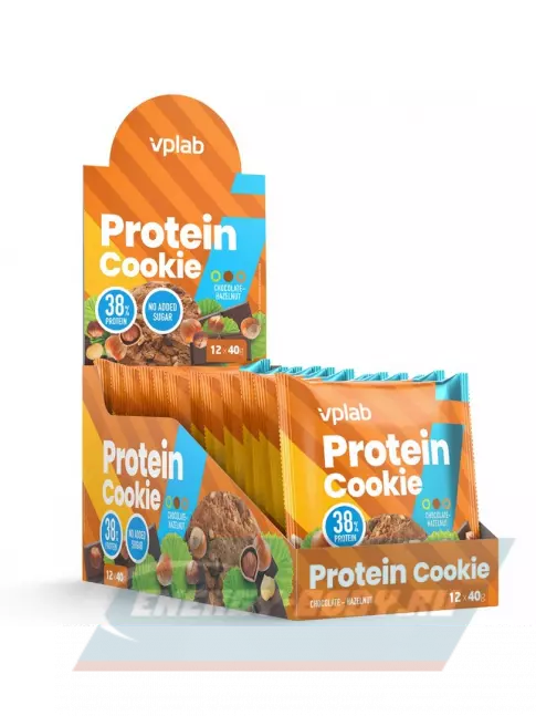 Батончик протеиновый VP Laboratory Protein Cookie 12 штук * 40 г, Шоколад - лесной орех