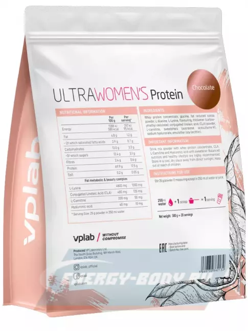  VP Laboratory Ultra Women`s Protein 500 г, Шоколад
