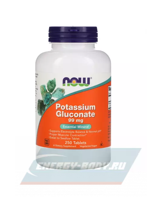 Минералы NOW FOODS Potassium Gluconate 99 mg 250 таблеток