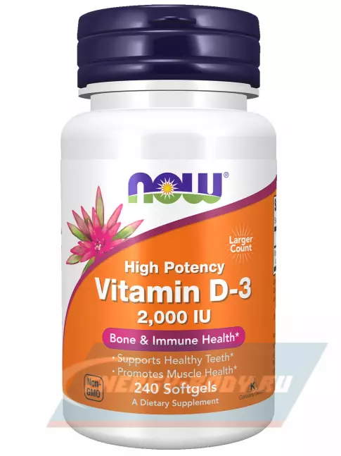  NOW FOODS Vitamin D3 2000 IU - Витамин D3 2000 МЕ 240 мягких капсул