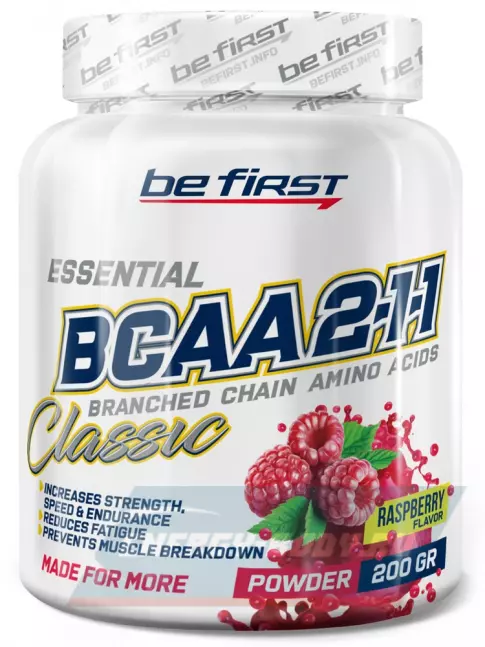 ВСАА Be First BCAA Classic Powder 2:1:1 200 г, Малина