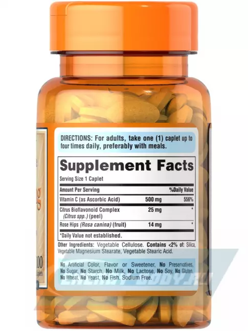  Puritan's Pride Vitamin C-500 mg with Bioflavonoids & Rose Hips 100 таблеток