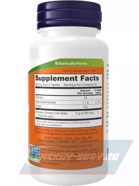  NOW FOODS Chlorella 1000 mg 60 таблеток