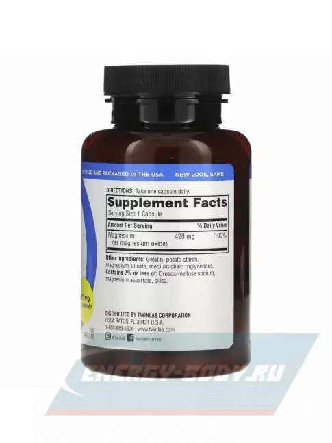  Twinlab Magnesium Caps 420 mg 100 капсул