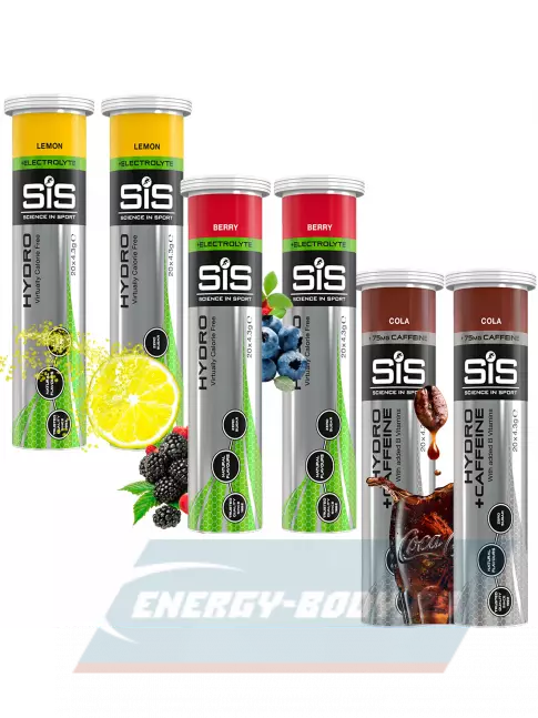  SCIENCE IN SPORT (SiS) GO Hydro Tablet 20s 6 x 20 таблеток, Лимон, Ягоды, Кола