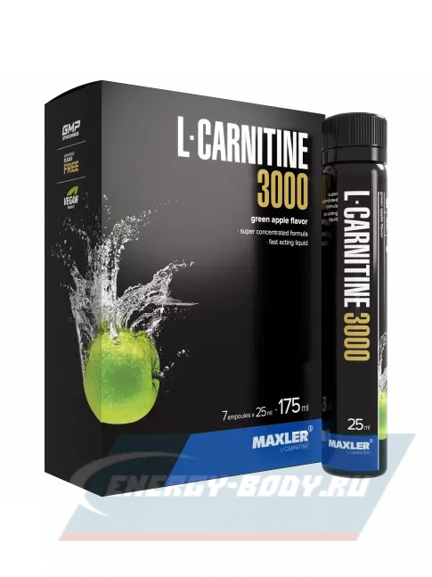 L-Карнитин MAXLER L-Carnitine 3000 7 x 25 мл, Зеленое яблоко