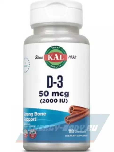  KAL D-3 2000 IU Sugarless 50 mcg 100 таблеток, Корица