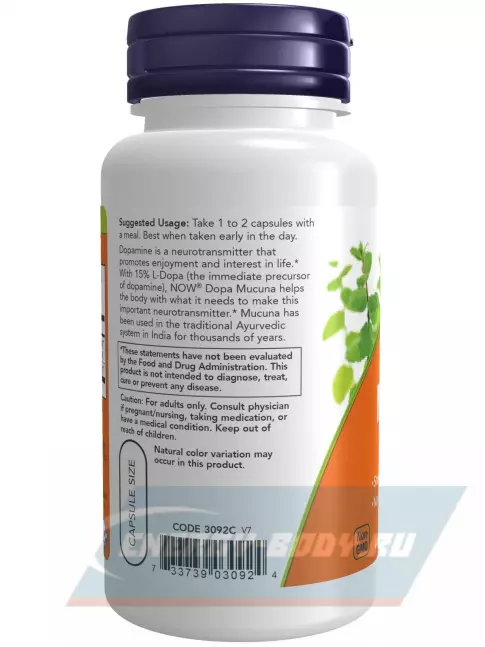  NOW FOODS Dopa Mucuna 90 веган капсул