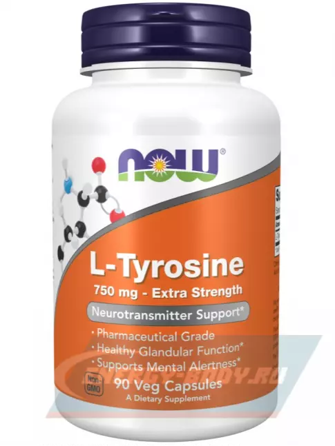 Аминокислотны NOW FOODS L-Tyrosine 750 mg 90 веган капсул
