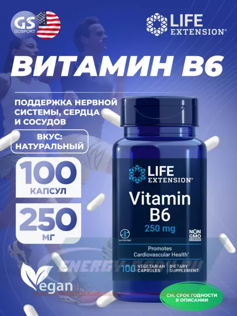 Life Extension Vitamin B6 250 mg 100 капсул