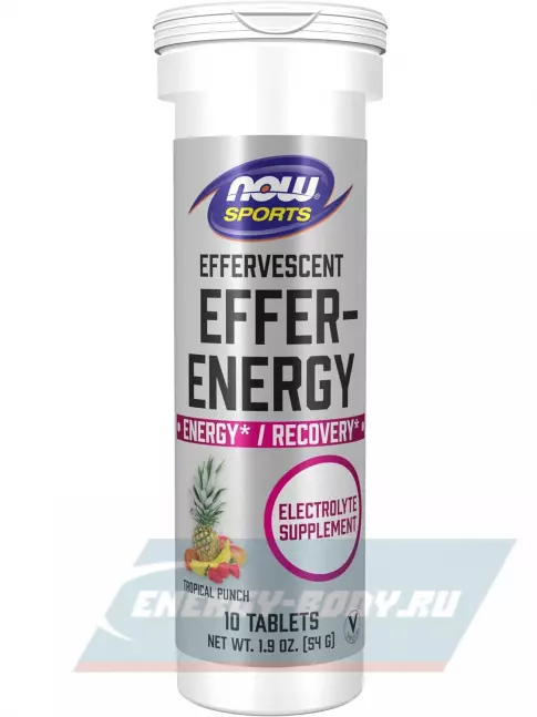  NOW FOODS Effer-Hydrate, Electrolyte Supplement 10 шипучих таблеток, Тропический пунш