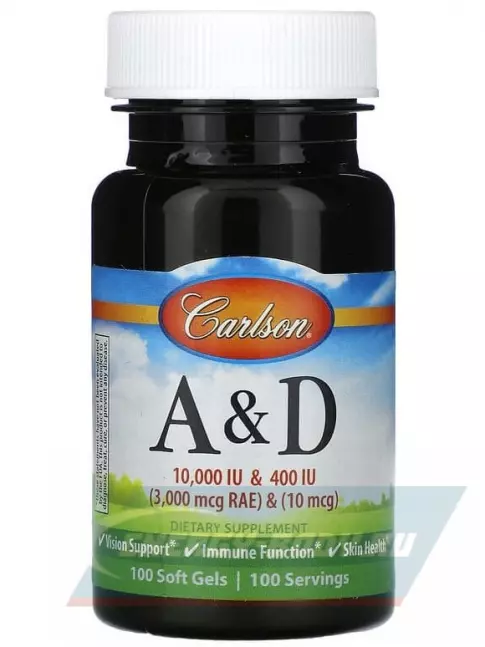  Carlson Labs Vitamin A 10000 IU & Vitamin D 400 IU 100 капсул
