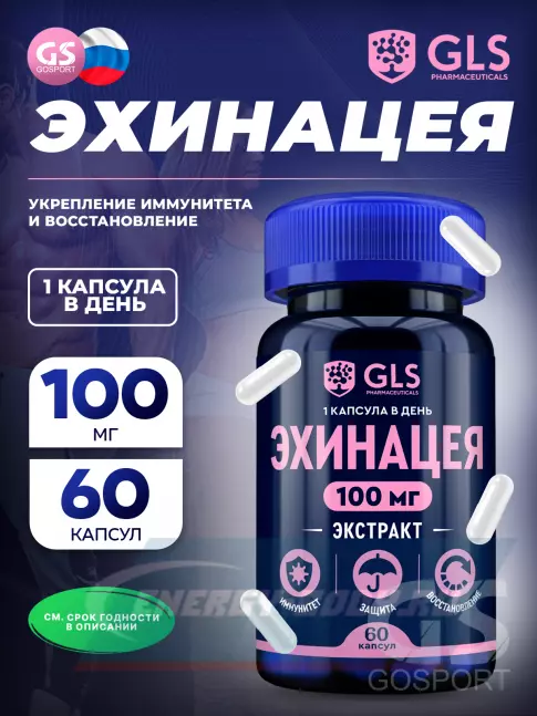  GLS pharmaceuticals Эхинацея (экстракт) 100 мг 60 капсул