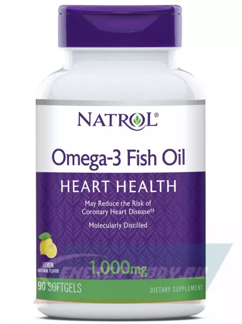 Omega 3 Natrol Omega-3 Fish Oil 1000mg 60 капсул, Лимон