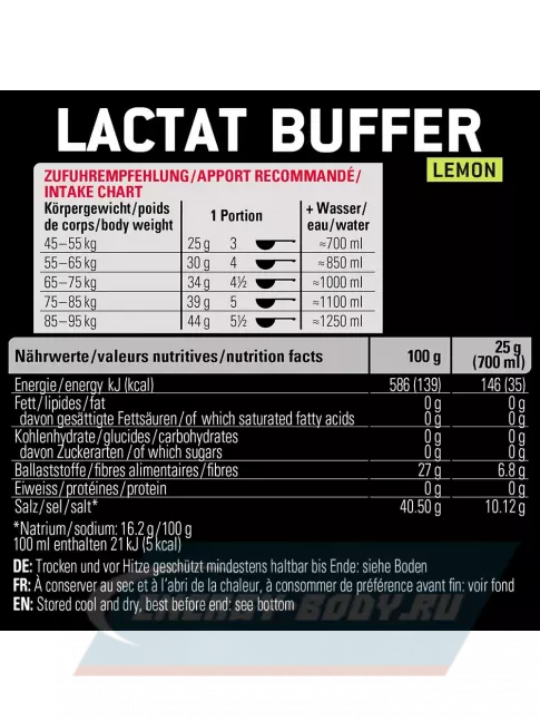  SPONSER LACTAT BUFFER 600 г, Лимон