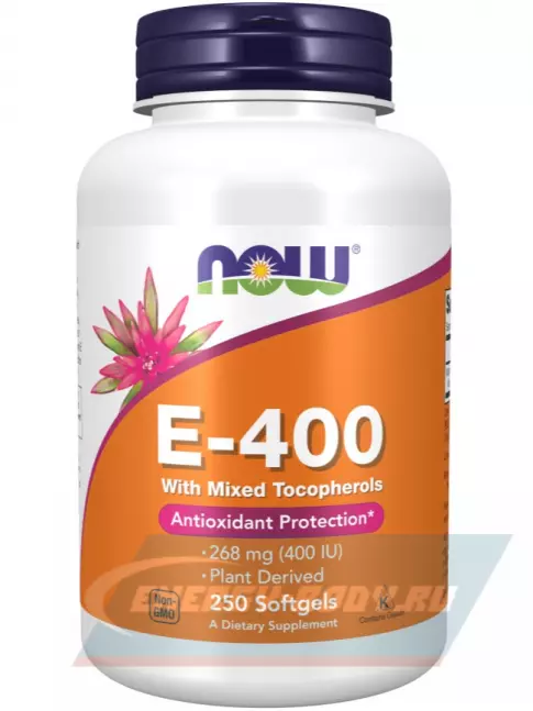  NOW FOODS E-400 With Mixed Tocopherols 250 гелевых капсул