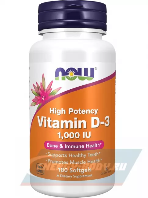 NOW FOODS Vitamin D3 1000 IU High Potency 180 гелевых капсул