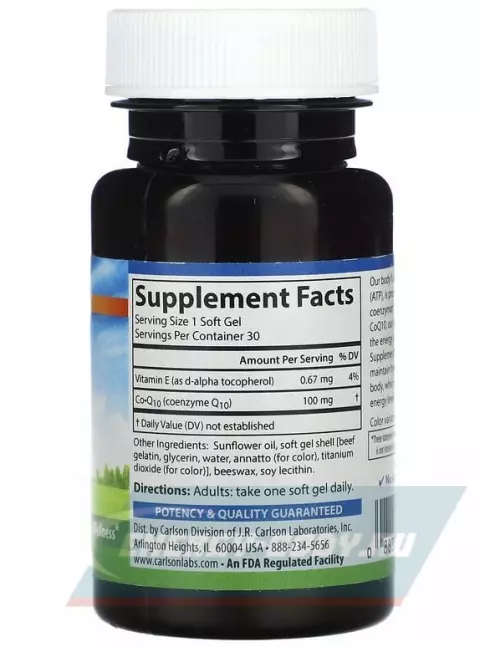  Carlson Labs Co-Q10 100mg 30 капсул