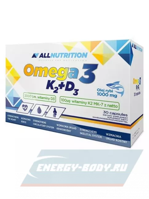 Omega 3 All Nutrition Omega-3 vitamin K2 + D3 30 капсул