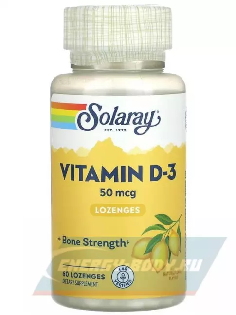  Solaray Vitamin D3 Cholecalciferol (2000 IU) 60 леденцов, Лимон