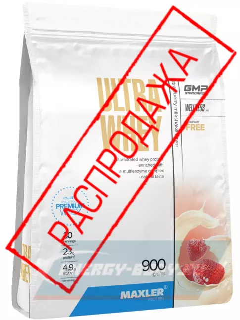  MAXLER Ultra Whey 900 г, Клубничный молочный коктейль