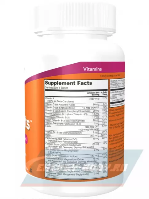  NOW FOODS Daily Vits Multi (tab) 100 таблеток