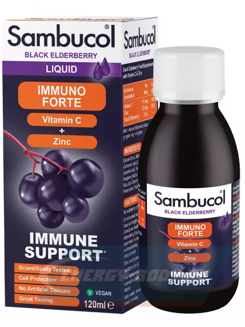  Sambucol Imuno Forte+VitC+Zink Sirup 120 мл, Бузина