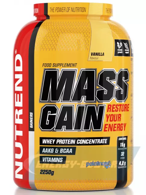 Гейнер NUTREND MASS GAIN 2250 г, Ваниль