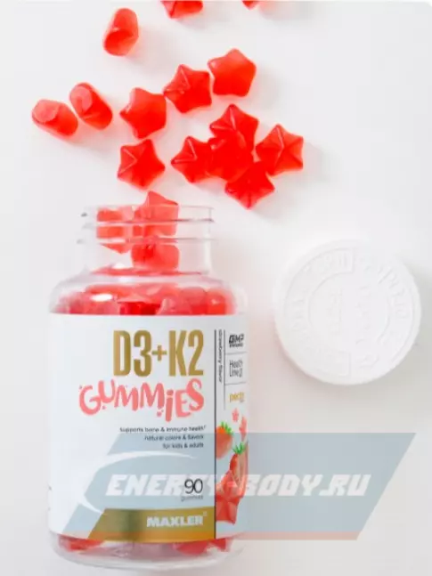  MAXLER D3+K2 Gummies 90 жевательных пастилок, Клубника