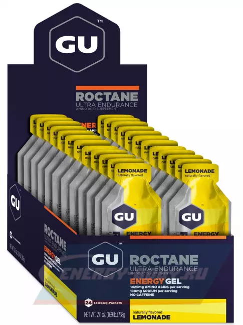 Энергетический гель GU ENERGY GU ROCTANE Energy Gel no caffeine 24 x 32 г, Лимонад
