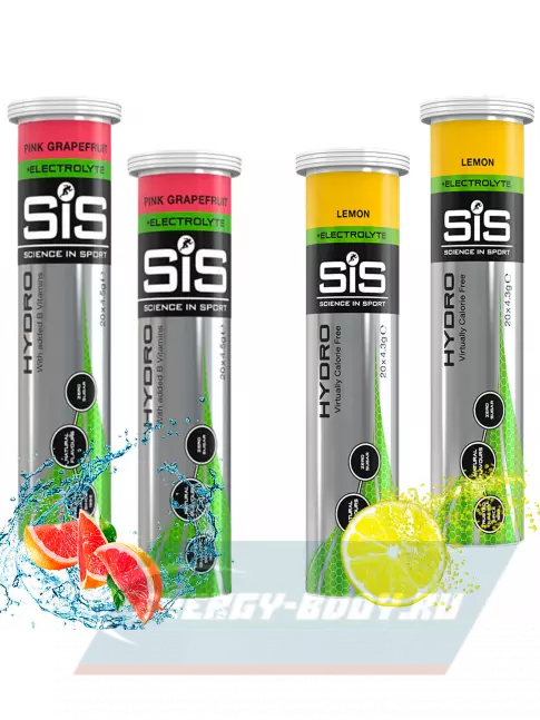  SCIENCE IN SPORT (SiS) GO Hydro Tablet 20s 4 x 20 таблеток, Розовый грейпфрут, Лимон