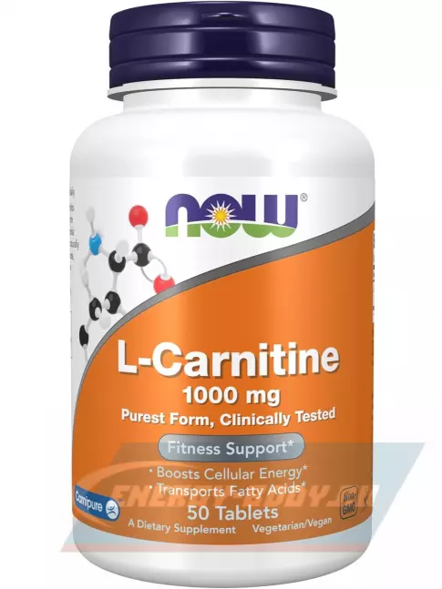 L-Карнитин NOW FOODS L-Carnitine Tartrate 1000 mg 50 таблеток