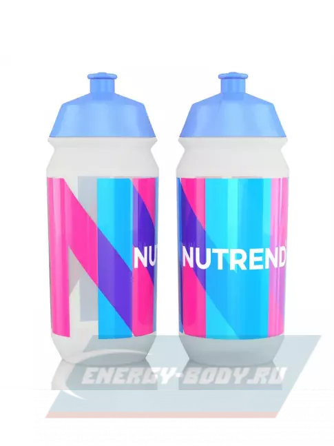  NUTREND Фляжка байк цвет Белый с роз-голубым принтом 500 мл, Голубой