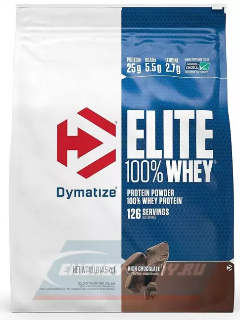  Dymatize Elite Whey 100% 4500 г, Шоколад