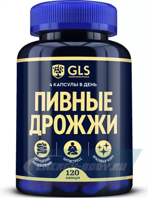  GLS pharmaceuticals Пивные дрожжи с витаминами B1, B6, B9 и B12 120 капсул