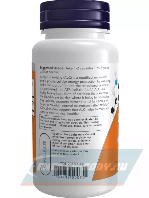 L-Карнитин NOW FOODS Acetyl L-Carnitine 500 mg (Ацетил-L-Карнитин) 50 веган капсул