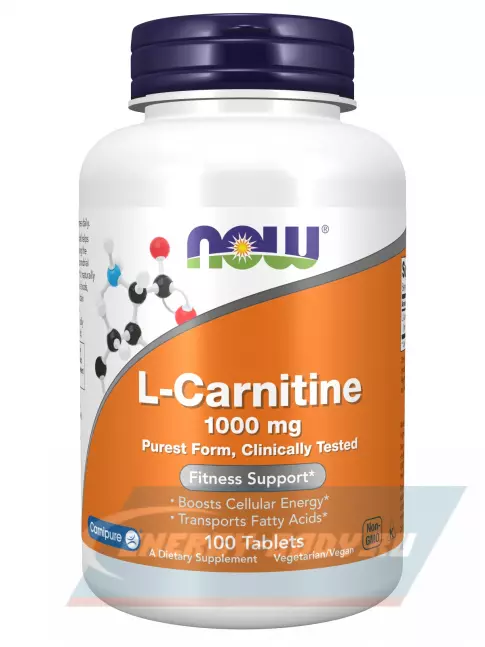 L-Карнитин NOW FOODS L-Carnitine Tartrate 1000 mg 100 таблеток